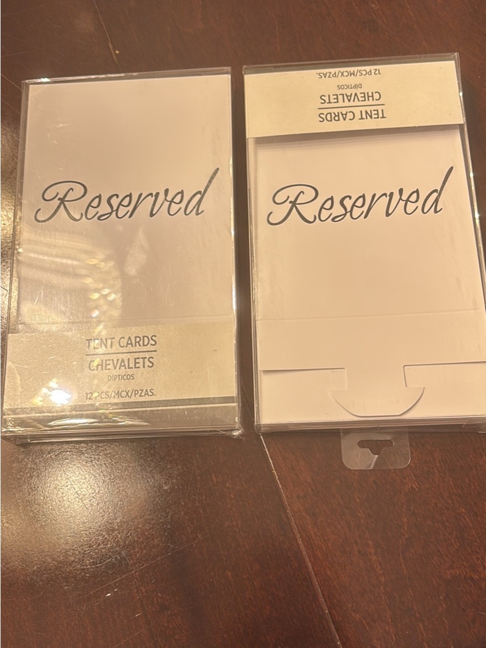 Reserved White Tent Cards with Elegant Script - Reserved Brand